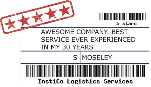 InstiCo customer review label with five-star rating