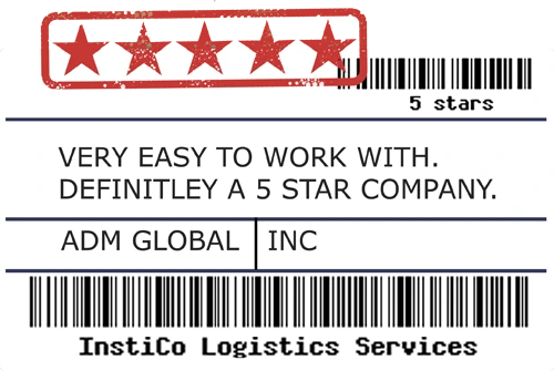 InstiCo customer review label with five-star rating